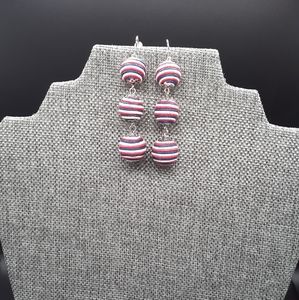 Tiered Red, White, Blue Dangle Drop Earrings